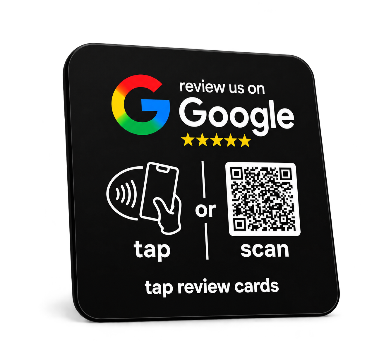 Black Google Review Plate - NFC & QR Code